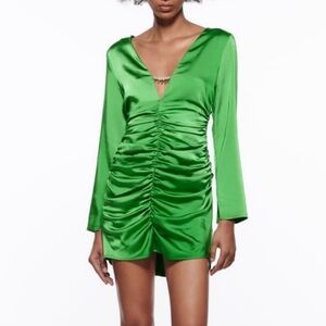 Zara Green Satin Mini Dress